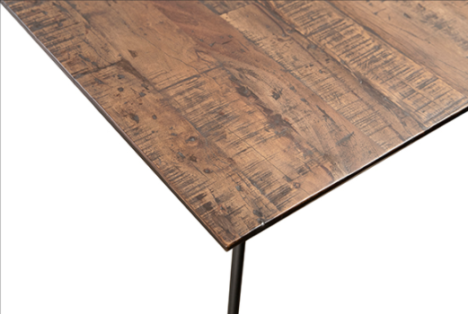 dining table with iron legs detail of top