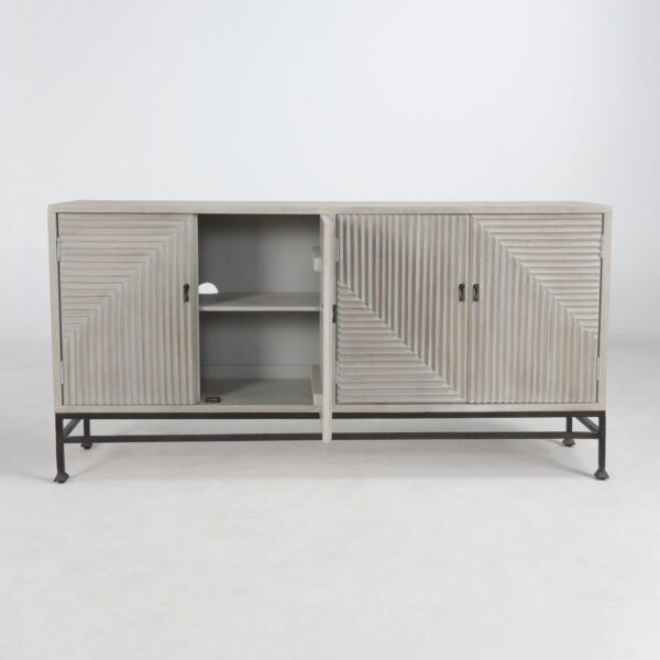 white wash sideboard with open doors