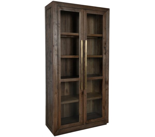 tall wood glass cabinet