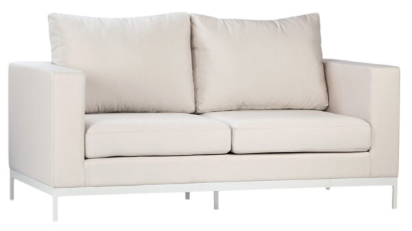 Outdoor loveseat with white aluminum frame