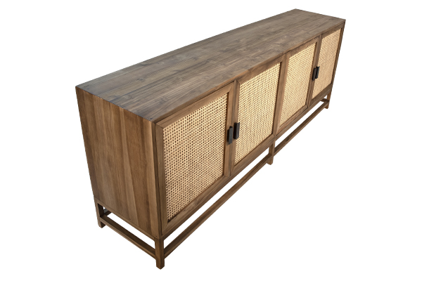 wood and rattan sideboard top view