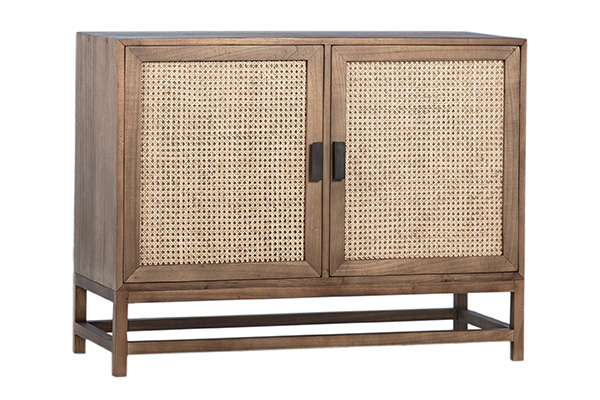 natural wood and rattan small cabinet