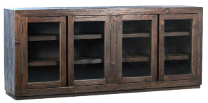 84″ Suffolk Dark Brown Wood Glass Cabinet