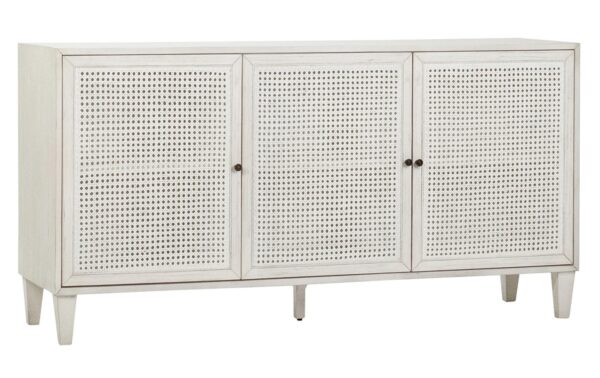 White sideboard with rattan doors