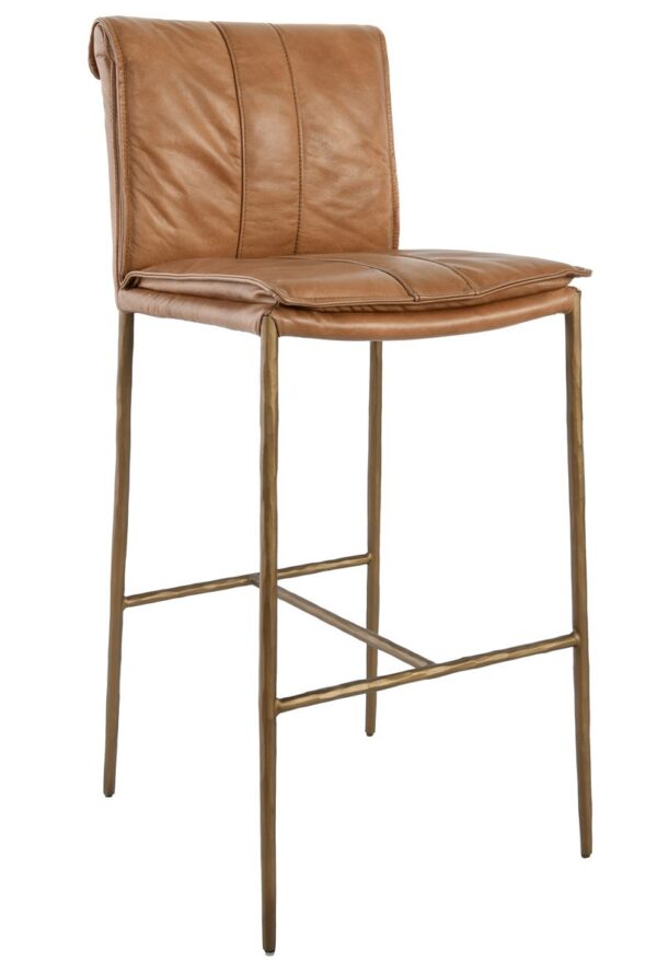 Tan leather and iron legs bar stool