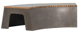 Curvy Concrete & Teak Outdoor Bench