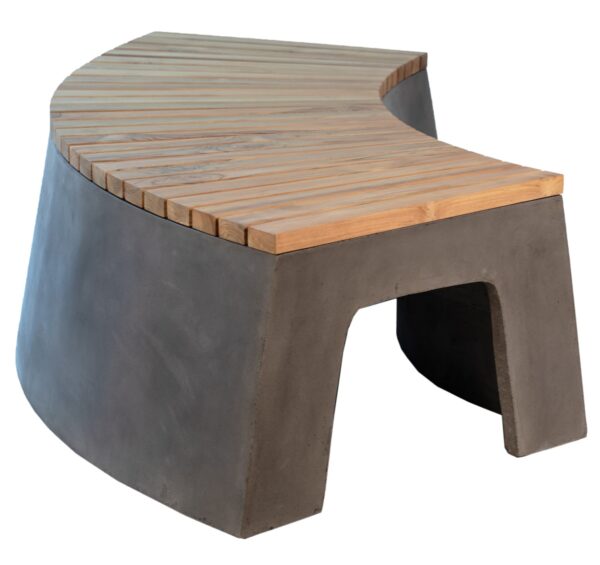 Curbed concrete and teak outdoor bench