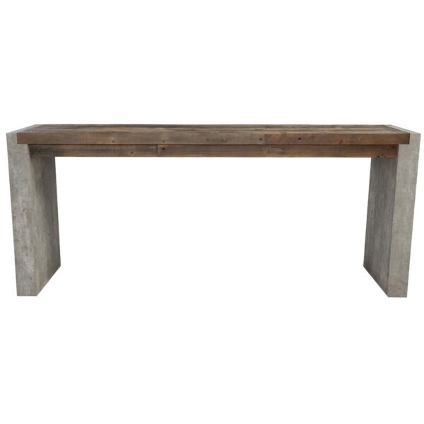 Wood and concrete console table front view