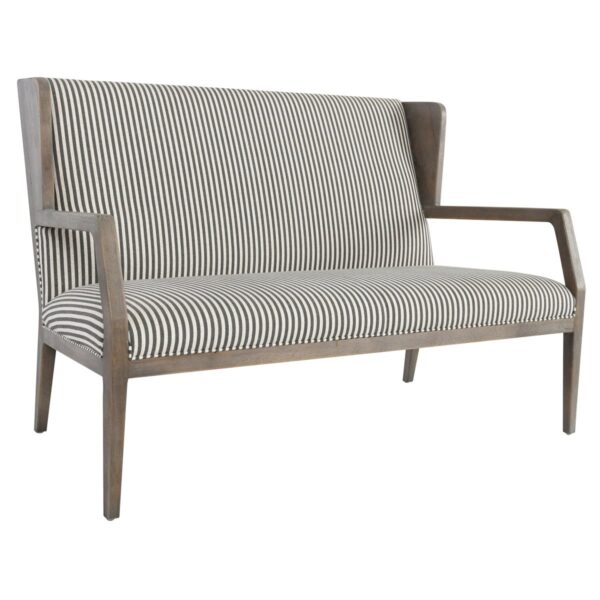 Grey Oak Settee with Striped Linen Cushion