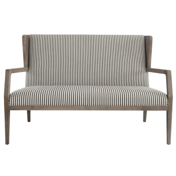 54 inches Grey Oak Settee with Striped Cushion front view