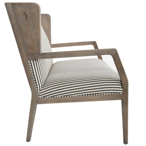 54 inches Grey Oak Settee with Striped Cushion side view