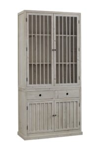 91″ Tall Grey Cabinet with Slatted Doors