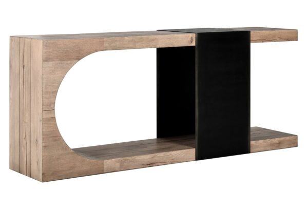 Oak and metal U-shape console table