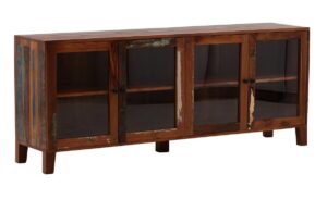 Nantucket Style Sideboard with Glass Doors 78″