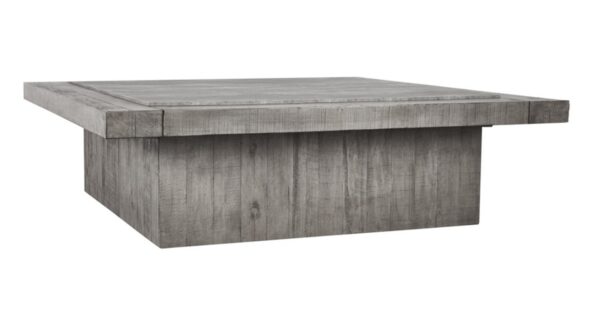 Square wood and concrete coffee table, base