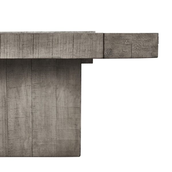 Square wood and concrete coffee table, side
