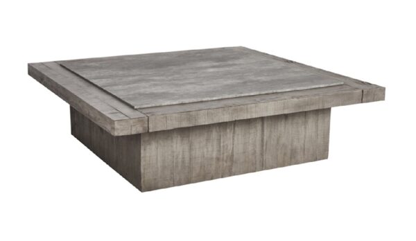 Square wood and concrete coffee table