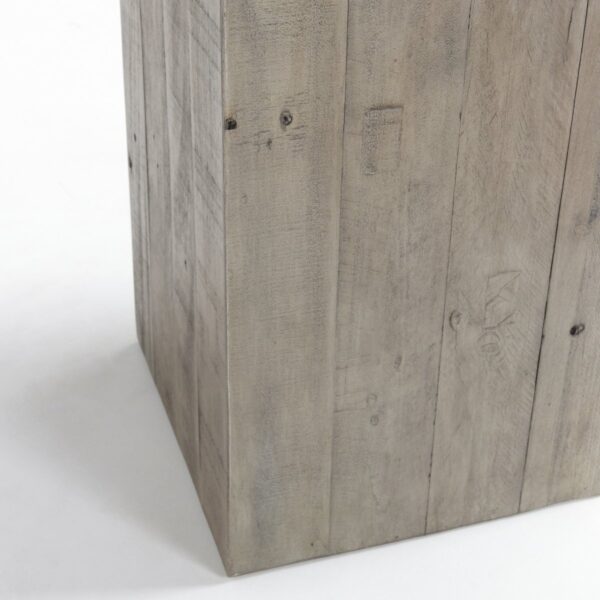 wood and light concrete console table leg detail