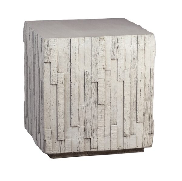 Light grey concrete side table for outdoor use