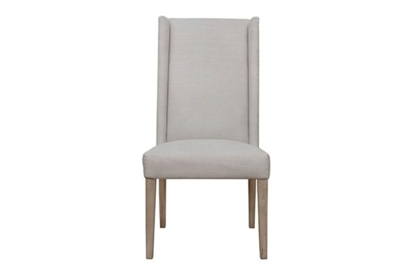 taupe fabric and bronze nail heads dining chair