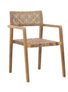 Deeta Teak and Rattan Dining Chairs-Set of 4