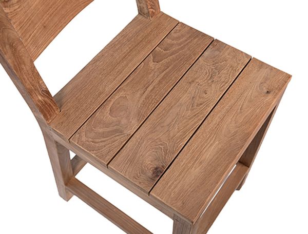 Teak bar stool view of seat