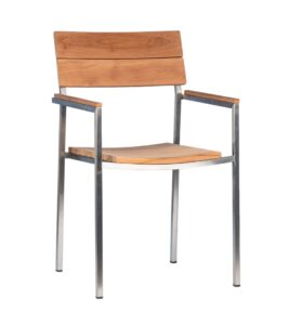 Teak and Stainless Steel Outdoor Dining Chair