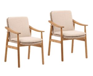 Outdoor Teak Dining Chairs with Cushion – Set of 2