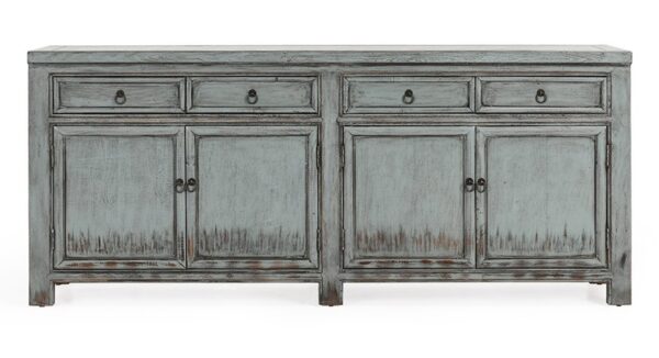 Asian style media cabinet in sage color , front