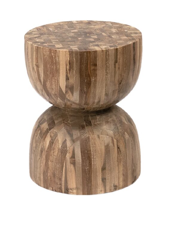 Teak side table or stool in hourglass shape