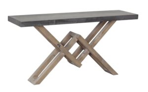 59″ Concrete and Wood Console Table