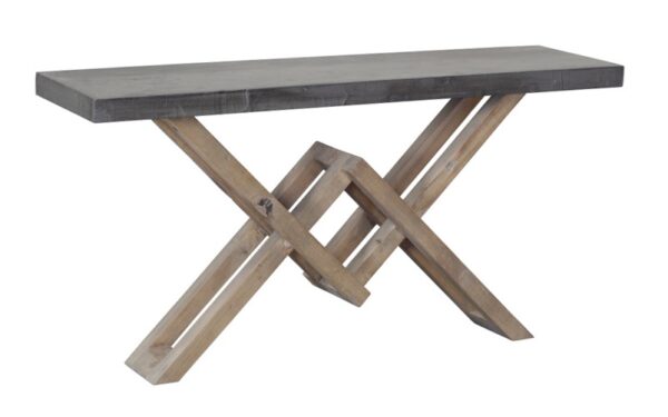 Lightweight concrete top and wood base console table