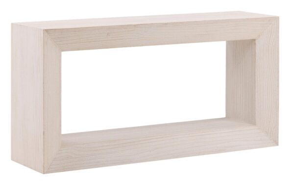 Open, rectangular design wood console table with whitewash finish