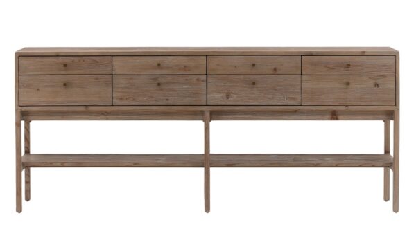Modern console table with drawers, front