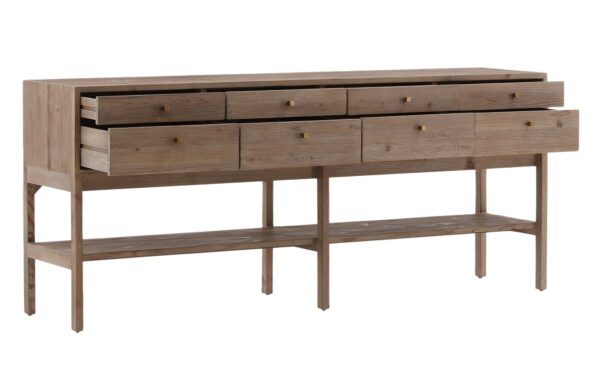 Modern console table with drawers, open