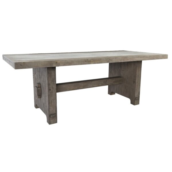 Rustic pine dining table with lightweight concrete laminate top