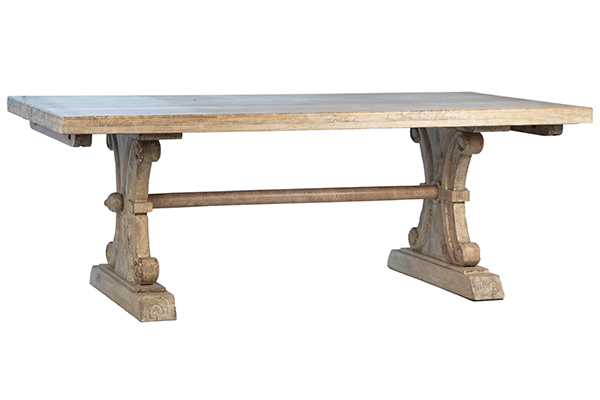 natural color wood trestle dining table with extensions