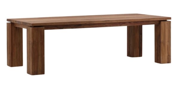 Solid teak dining table with thick lega for outdoor use