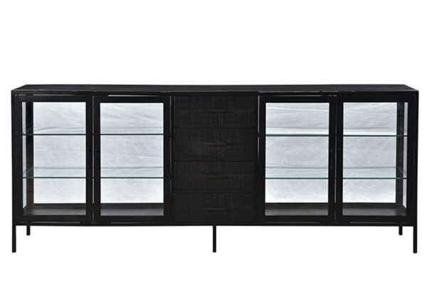 black steel and glass sideboard front view