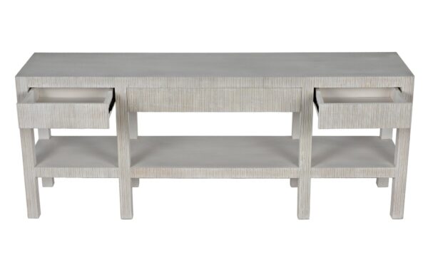Conrad Console White Wash with open drawers
