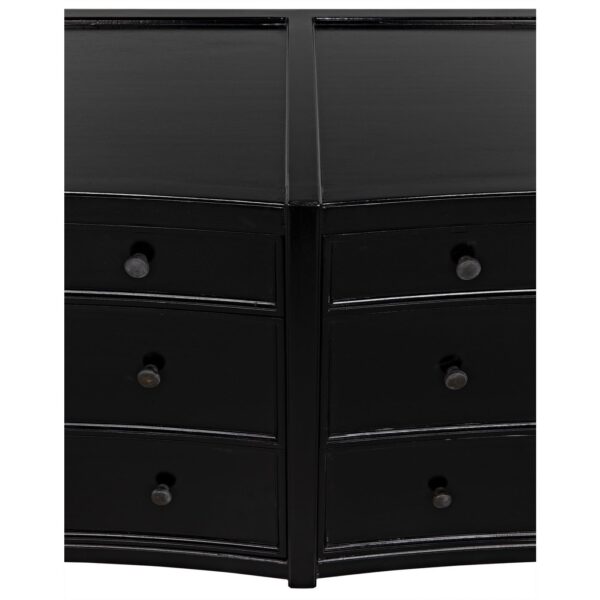 Black Hampton 6 Drawer Dresser front detail