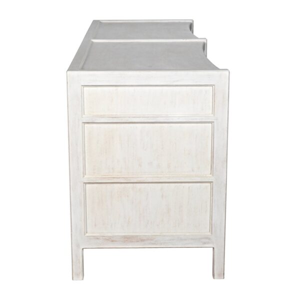 White wash Hampton 6 Drawer Dresser profile
