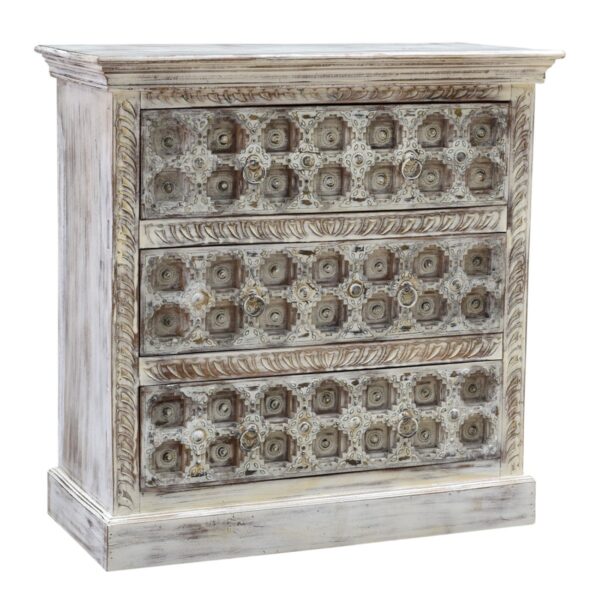 Indian hand carved chest with 3 drawers