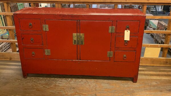 Red Chinese cabinet front view