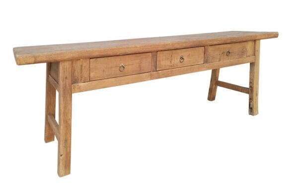 Reclaimed wood Asian console table with drawers