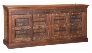 88″ Teak Console with Vintage Indian Doors