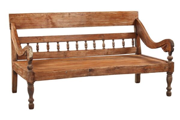 Bali style teak bench with back.