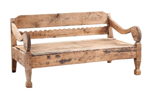 Teak wood bench from Java in natural color.