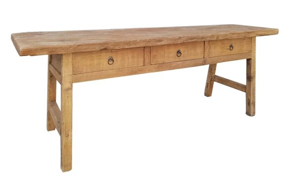 Solid wood Asian style console table with 3 drawers.