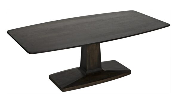 Minimalist design, dark walnut dining table with pedestal base